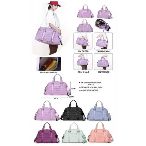 Bolsa Esportiva Feminina impermeavel Grande Capacidade para Academia e Viagem, com Alça de Ombro Com acessório