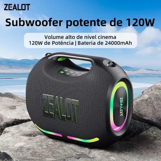ZEALOT ZE01 Caixa de Som Bluetooth 120W Portátil Outdoor 24000mAh TWS Karaokê com Microfone IPX6 à Prova d’Água Power Ba