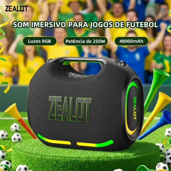 ZEALOT ZE21 Caixa Bluetooth Portátil 250W TWS Som Potente Bateria 48000mAh Com/sem Microfone