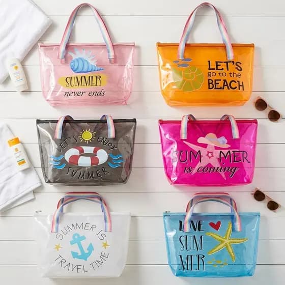 Bolsa De Praia PVC Transparente Grande Capacidade 55cm Feminina Impermeável Com Zíper Para Viagem Academia