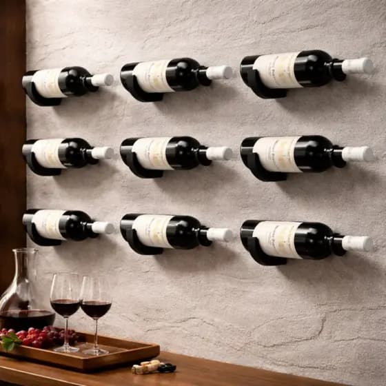 Kit 5 Suporte para Vinho de Parede em Porta Garrafa de Vinho Organizador para Adega, Cozinha, Bar