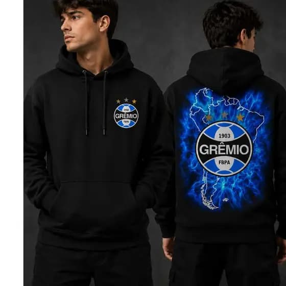 Moletom Unissex Grémio Premium Casaco Peluciado Com Capuz Casual Blusão Confortável