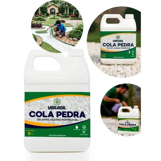 Cola Pedra VBrasil 5L - Fixador De Pedriscos E Compactador De Solo Para Jardim Incolor (Com Nota Fiscal)