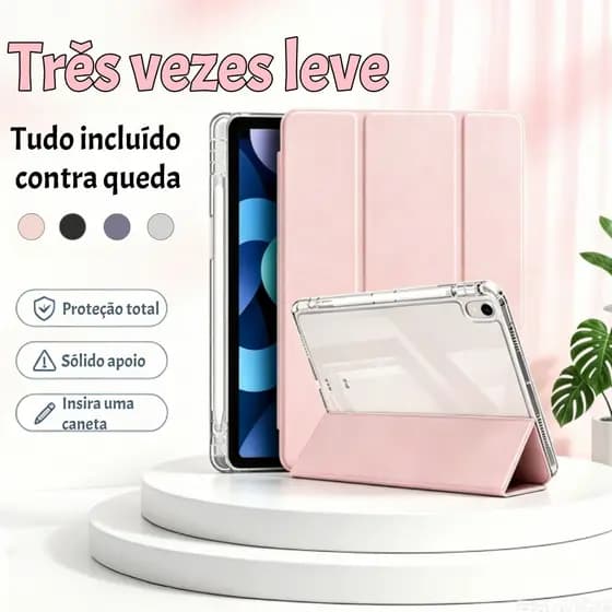 Capa iPad 10ª Geração e Air – Acrílica Anti-amarelamento, Suporte e Porta Caneta com Proteção