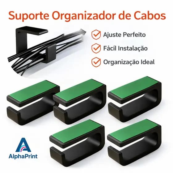 Organizador de Cabos Passa Fio para Embaixo da Mesa Kit Setup Gamer Home Office