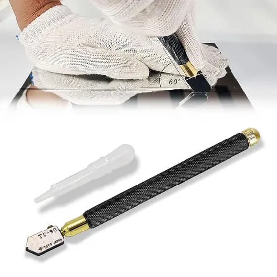 Caneta Cortador De Vidros Tc-90 Diaamante Ferro Maciço Estrutura Única Cabo Metálico Profissional