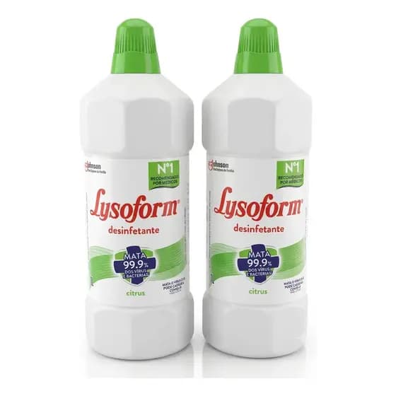 Pack 2 Frascos Lysoform Desinfetante Perfumado Citrus 1L Econômico