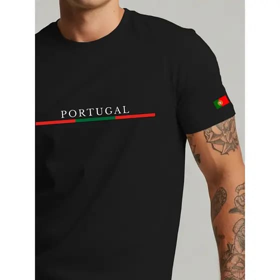 Camiseta Camisa Masculina Portugal Algodão Premium Manfinity Casual Confortável Blusa