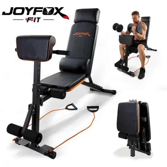 Banco Dobrável Para Exercícios Em Casa, Multifuncional com Banco Pastor Removível + Até 400kg
