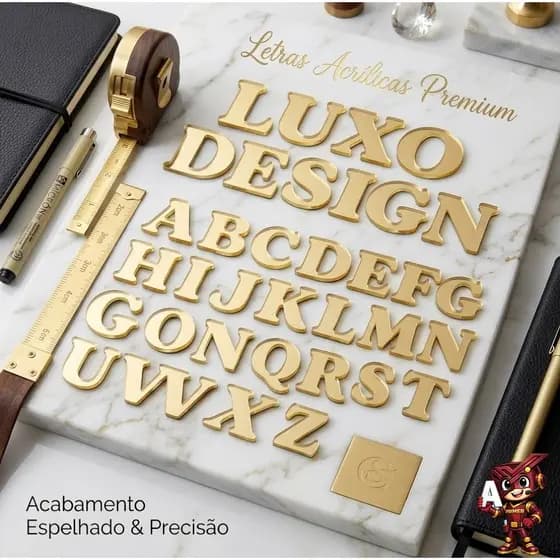 Kit para Aplique de Letras e Números em Acrílico Espelhado 3cm | Para Artesanato, Lembrancinhas e Decoração