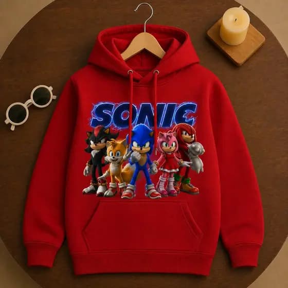 Moletom Blusa de Frio Infantil Menino Sonic do 2 ao 16 Peluciado