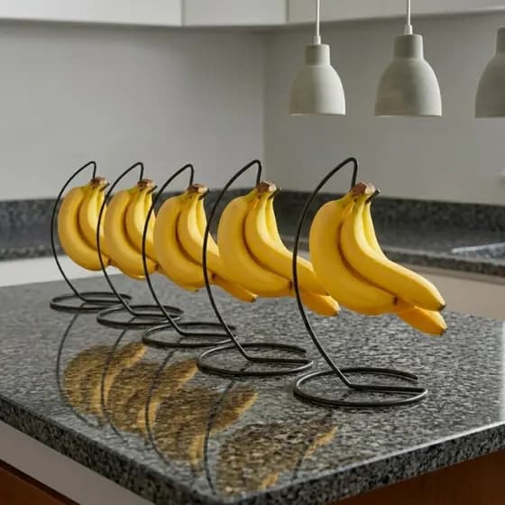 Kit 5 Suportes Mesa Fruteira Gancho para Pendurar Bananas Multiuso Suporte Cacho Cozinha Em Aço