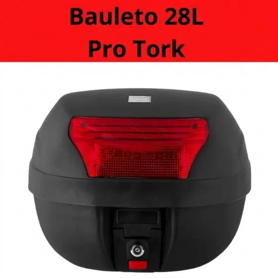 Baú Moto 28 Litros Pro Tork Smart Box C/ Kit Fixação Base Universal Motoboy Caixa Reforçada