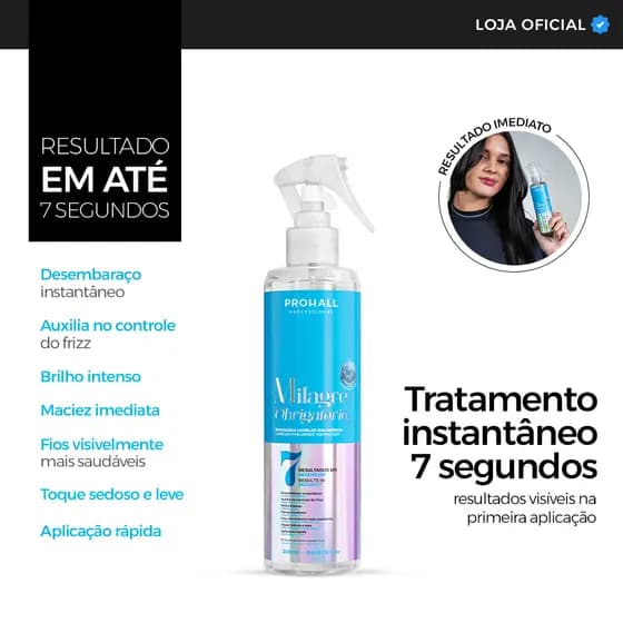Água Lamelar Milagre Obrigatório Prohall: Antifrizz e Desembaraço em segundos