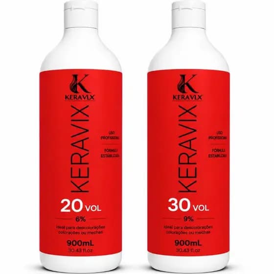Agua Oxigenada Keravix Volume 20 ou 30 de 900ML