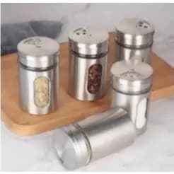 Porta Tempero em Inox | Dosador com 3 Tipos de Furos - Aço Inoxidável - Moderno - Clean - capacidade 60g