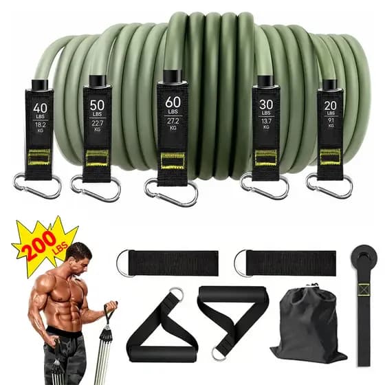 Extensores Cordas Elásticas Tração 150/200lbs Treino Resistência Ginásio Fisioterapia Pilates Yoga
