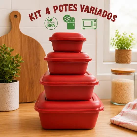 Potes Plástico Color 200ml 400ml 800ml e 1,5L Organizador Quadrados Mantimentos Marmita Freezer