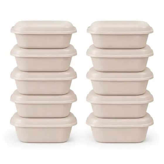 Kit 10 Potes Plástico Quadrado Color Para Microondas Freezer Geladeira Marmita Fitness