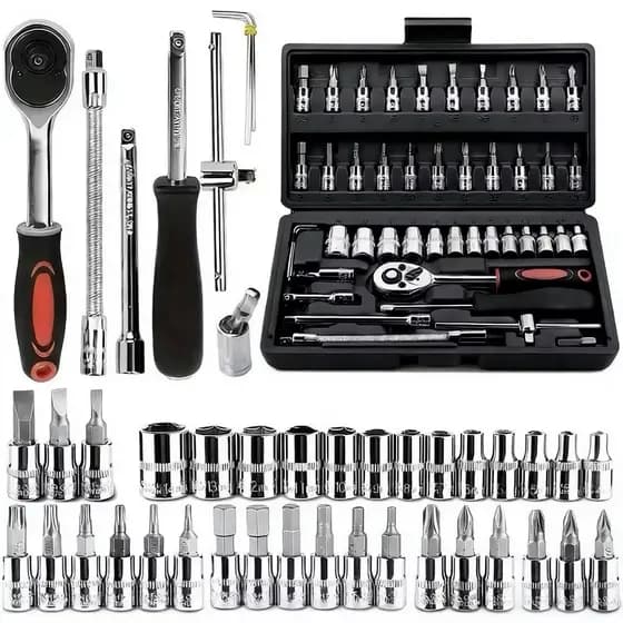 Kit De Ferramentas 40-46 Peças Jogo De Soquetes Chave Catraca Reversível Com Maleta Jogo De Ferramentas Completo