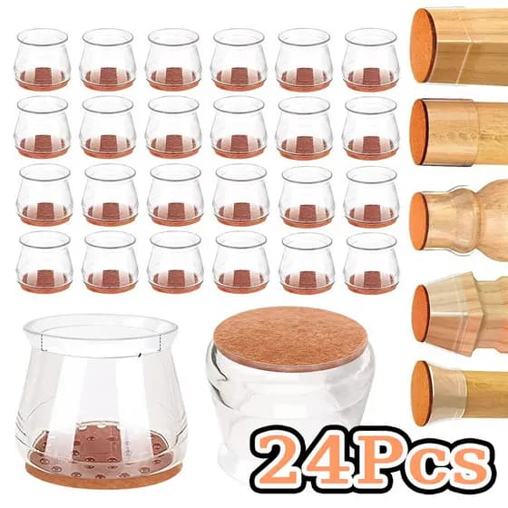 Kit 24 Peças De Protetor Silicone Para Os Pés Da Cadeira E Mesa
