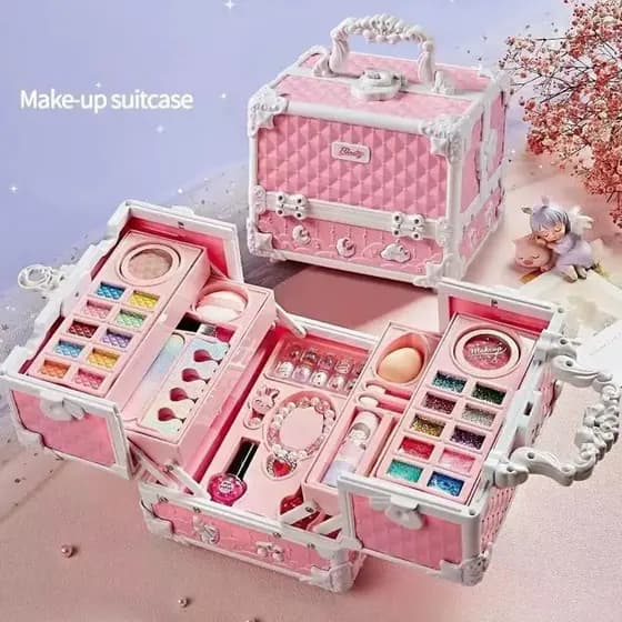 Kit Maquiagem Infantil Criança De Maquiagem Com Maletinha Make Linda Completa