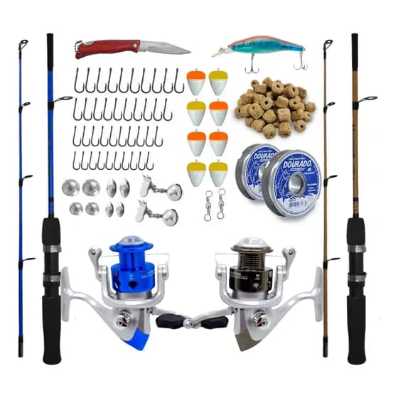 Kit Pesca Completo Molinete 3 Rolamento Com Vara E Acessorio