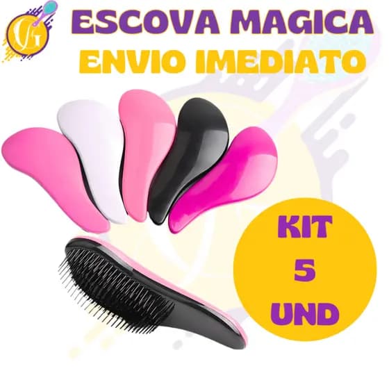 Kit com até 5 Escovas Mágica Para Cabelo com Cabo Para Desembaraçar anti frizz Banho