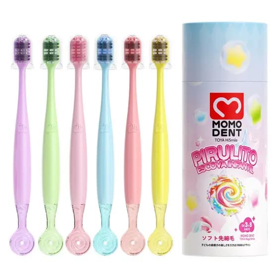 Momodent Kit 6 Unidades Escova de Dente Infantil Limpeza Profunda Com Capas Protetoras
