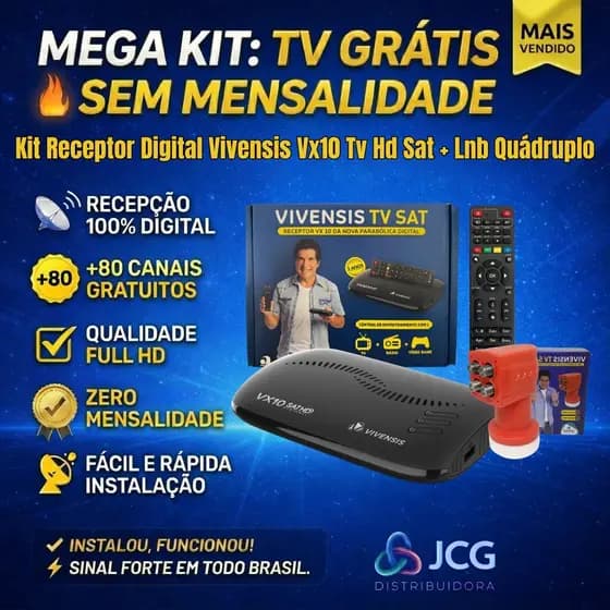 Kit Receptor Digital Vivensis Vx10 Tv Hd Sat + Lnb Quádruplo