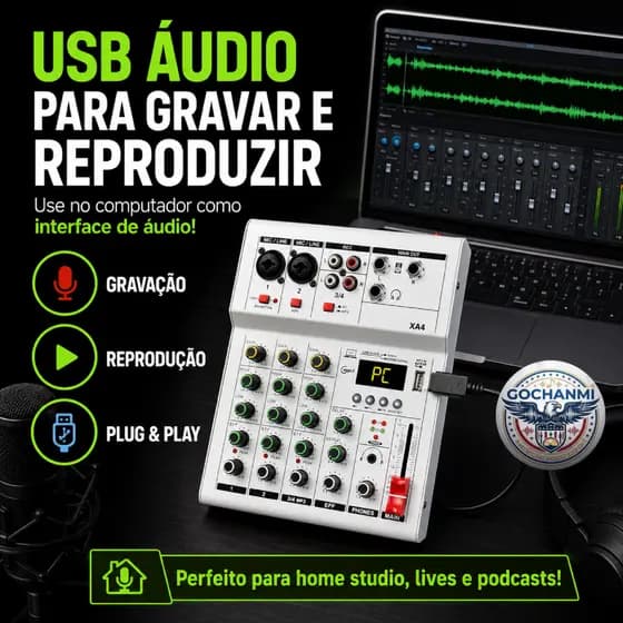 Mesa Mixer XA4 4 Canais Para Igreja Karaokê Live Podcast Reunião Aula
