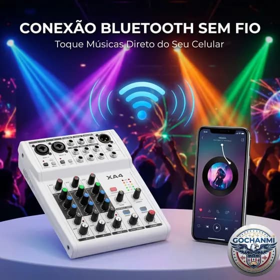 Mixer Profissional 4 Canais Com Equalizador Grave Agudo Bluetooth USB XA4
