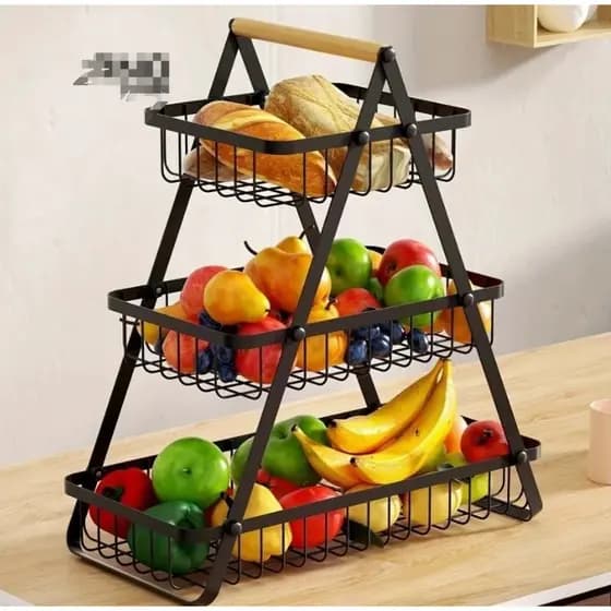 Cesto Fruteira de Mesa Aramado até 3/2 Andares em Metal Organizador Multiuso Frutas Legumes