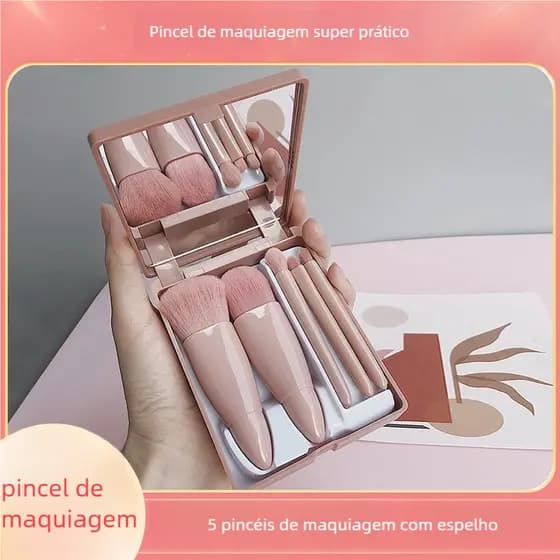 Mini Kit de Maquiagem com Pincéis e Espelho - Jnlvariedades