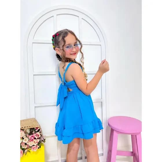 Vestido Duna Liso Verão Laço Ajustável Elegante