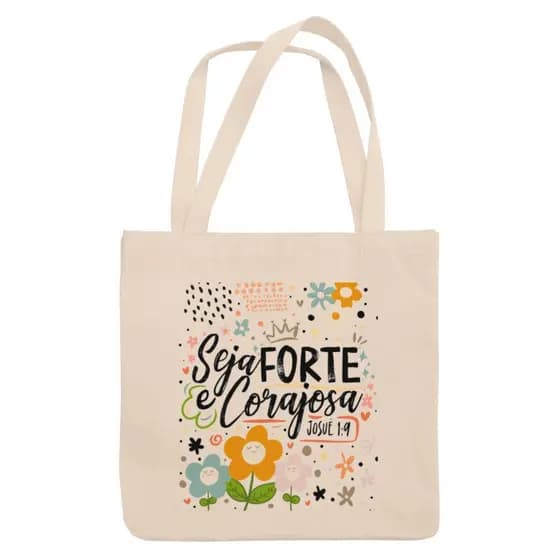 Bolsa Sacola Ecobag Brim Com e Sem Zíper Frases Motivacionais Salmos da Bíblia Gospel 100% Algodão