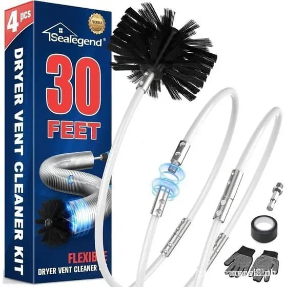 Sealegend 30 Feet Dryer Vent Cleaner Kit,Lint Remover Fireplace Chimney Brushes,Extends Up to 30 Feet with Drill Attachm