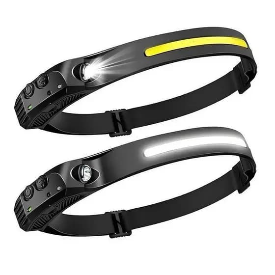 Lanterna de Cabeça LED Recarregável 2 Unidades - 230 ° Lanterna de Cabeça COB Super Brilhante para Testa, Lanterna par