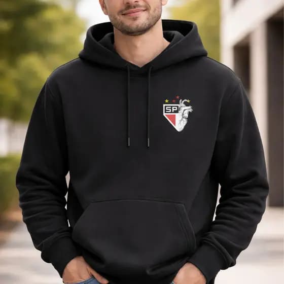 Moletom São Paulo FC com Capuz | Blusa de Frio SPFC Casual Premium