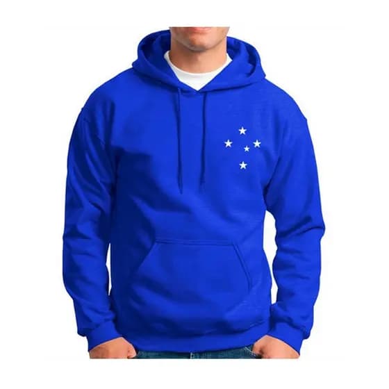 Blusa Moletom Cruzeiro Estrelas de Frio Capuz e Bolso Casaco Esportivo Time de Futebol CFC