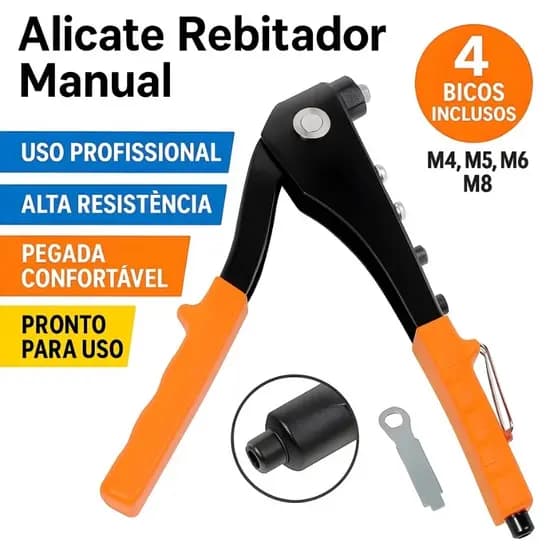 Alicate Rebitador Rebitadeira Manual Com 4 Bicos