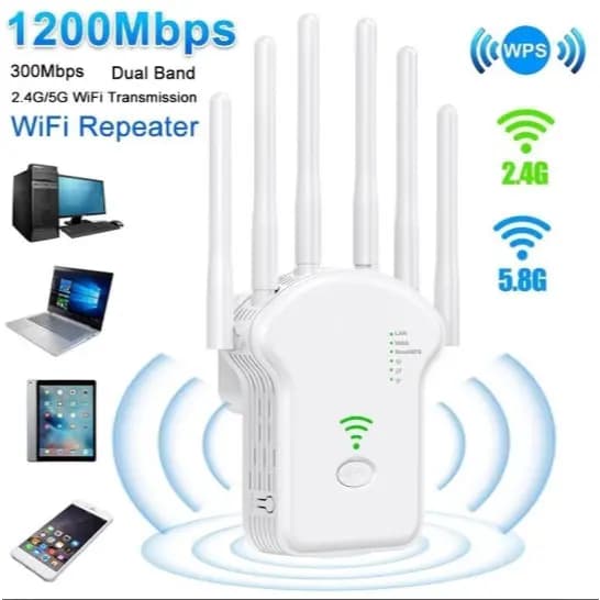 Repetidor WiFi 6 Antenas 1200Mbps Roteador Amplificador Sinal Dual Band Fácil Instalar