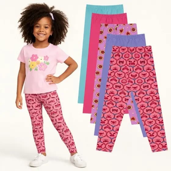 kit 5 Legging Infantil Menina Básica Lote 5 Unidades