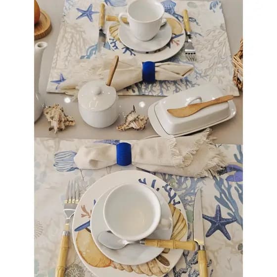 Anel de Guardanapo Decorativo Azul Caneta | Mesa Posta Moderna