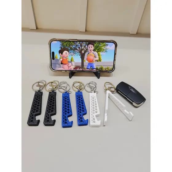 Suporte para Celular Chaveiro – Dobrável, Leve e Resistente – Ideal para Mesa e Viagens