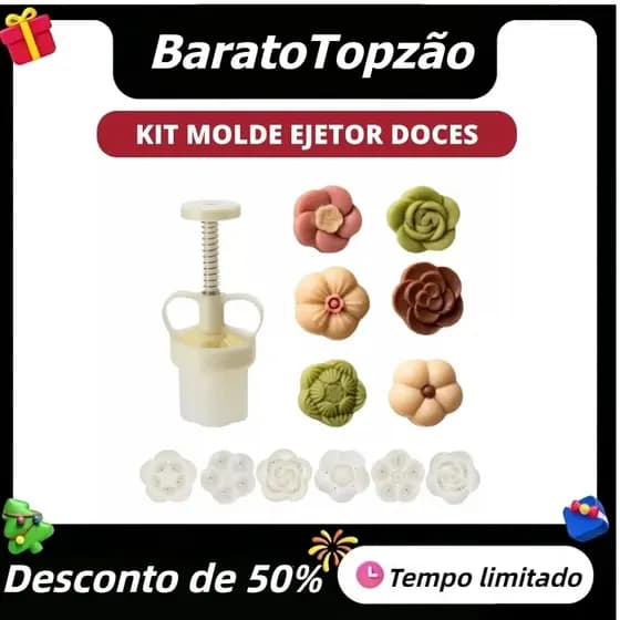 Kit Ejetor Molde Para Massas Brigadeiro e Doces Blue Star Max Flor Coração Arabesco Docinhos Gourmet