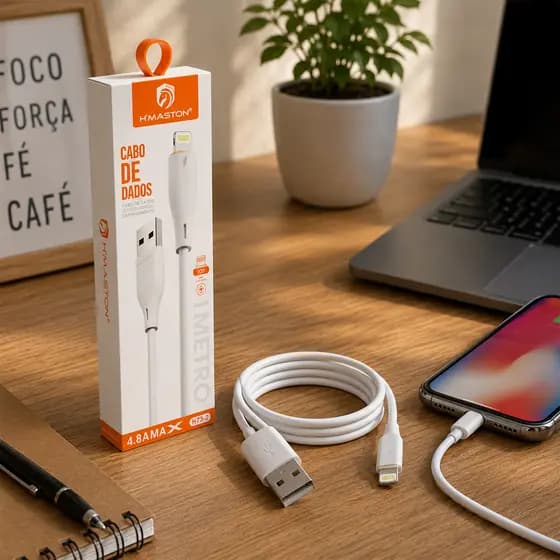Cabo USB para IPhone IOS 4.8A 1 Metro Alta Durabilidade para Carregamento E Transferência