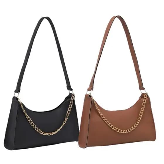 Kit 2 Bolsa Feminina Baguete Corrente Moderna Porta Celular e Maquiagem