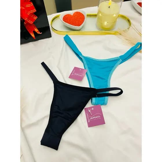 Kit com 2 Calcinhas Modelo Fita em Poliamida Confortável