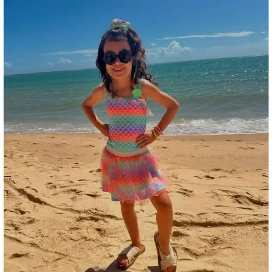 criança menina 4-10 Anos Maio Moda Sereia 2025 Verão Praia Fato De Banho Infantil Com Saia De Renda